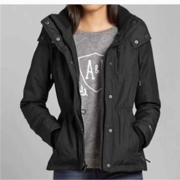 Abercrombie + Fitch All Season Weather Warrior Hooded Jacket Black Large - Picture 1 of 16